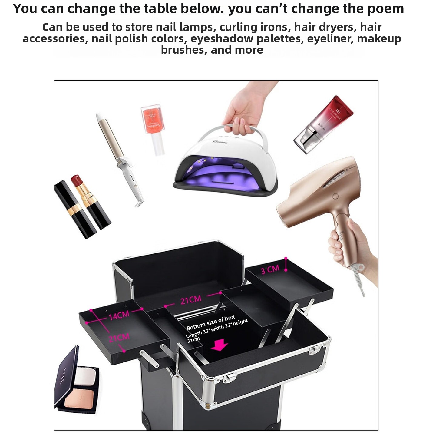 Rolling Makeup Case, Lockable  - Makeup ulasan dan harga