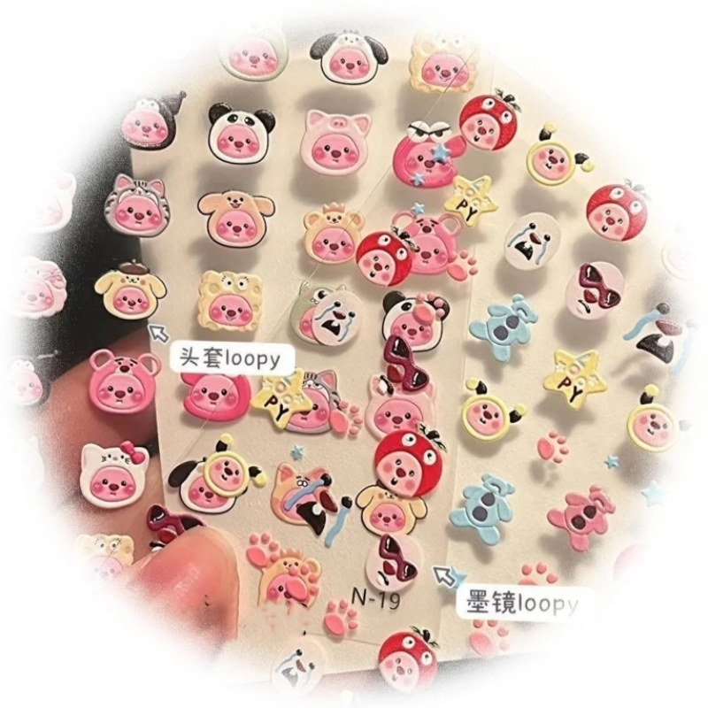 Loopy 3D embossed sticker, tra - Nail Art ulasan dan harga