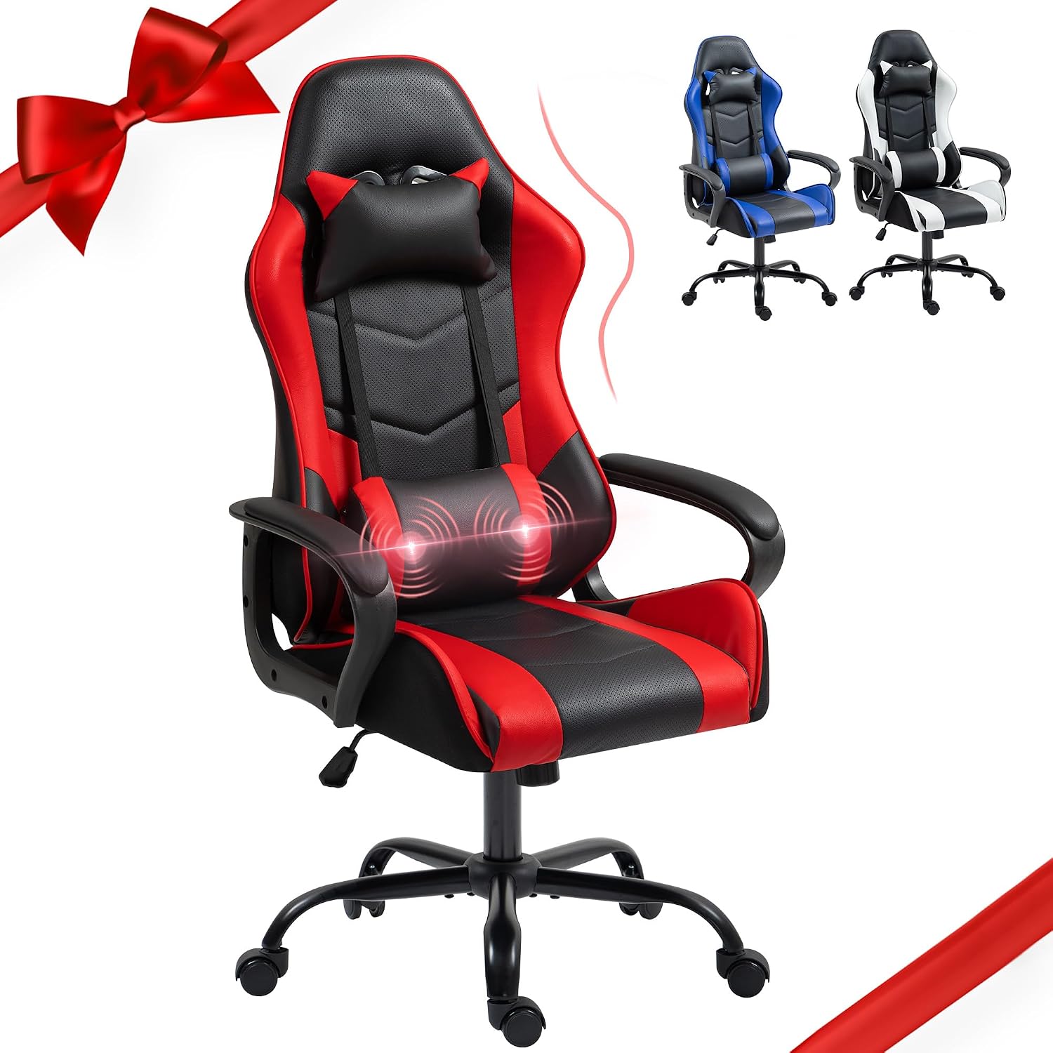 Red Ergonomic Gaming Chair Mas - Massage ulasan dan harga