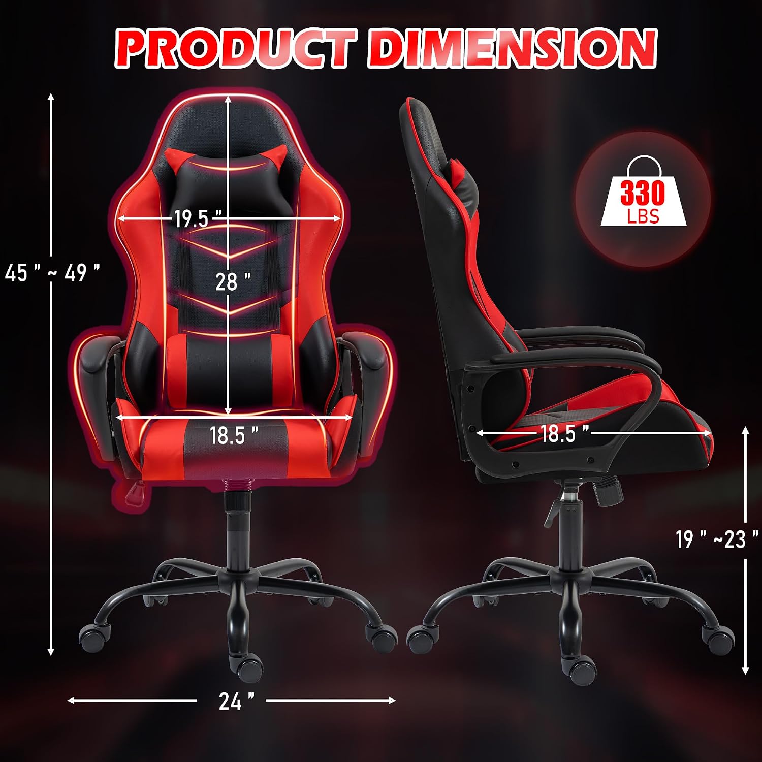 Red Ergonomic Gaming Chair Mas - Massage ulasan dan harga
